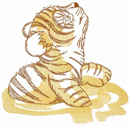 Little tiger in mud machine embroidery design