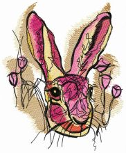 Pink rabbit embroidery design