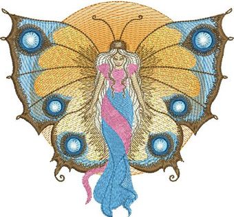 Angel butterfly machine embroidery design