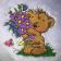 Cute bear with boquet embroidery design
