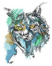 Lynx hunting embroidery design