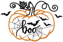 Halloween pumpkin boo embroidery design