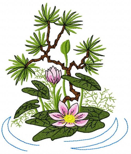 Lotus flower machine embroidery design