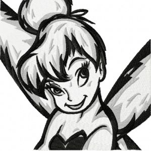 Tinkerbell Black and White embroidery design