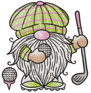 Dwarf golfer embroidery design
