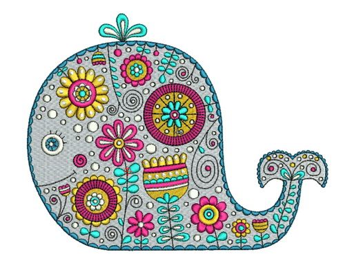 Whale 3 machine embroidery design