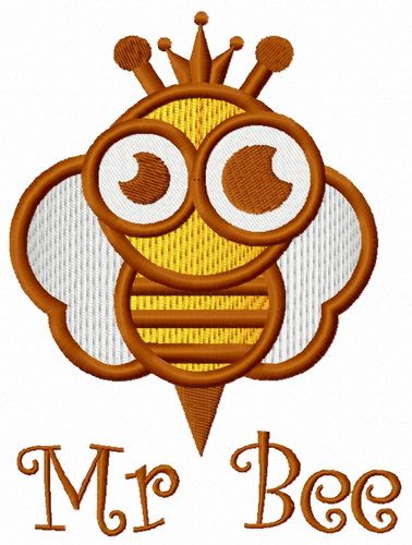 Mr Bee machine embroidery design