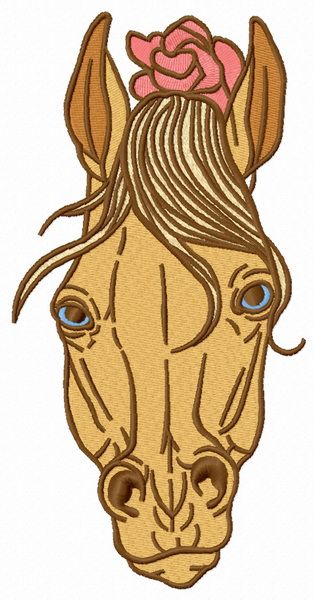 Horse with a knitted mane 3 machine embroidery design