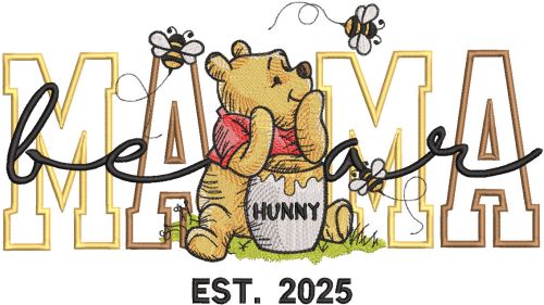 Winnie pooh mama bear embroidery design