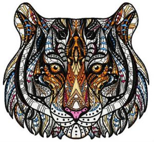 Mosaic tiger embroidery design