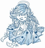Adorable angel with rose 3 embroidery design