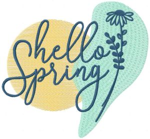 Hello spring pastel art embroidery design