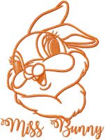 Miss Bunny one colored embroidery design