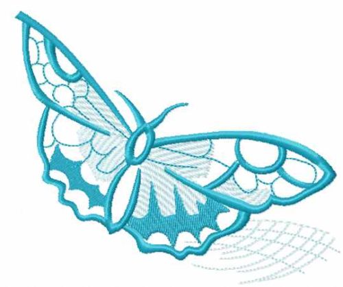 Small blue butterfly free machine embroidery design