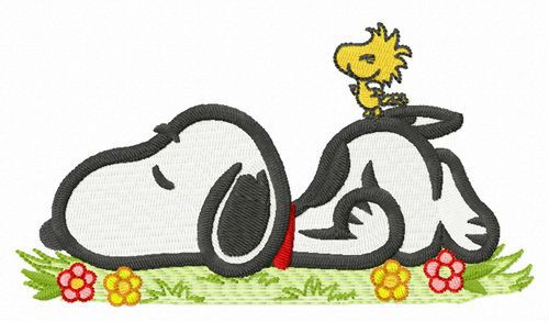 Sleeping Snoopy machine embroidery design
