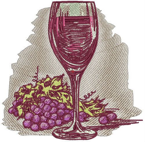 Red wine machine embroidery design