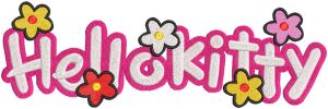 Hello kitty logo with flowers embroidery design