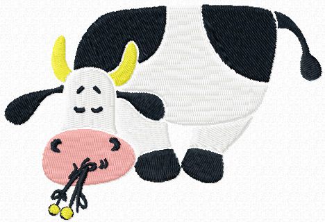 Cute Cow free machine embroidery design