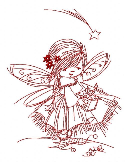 Fairy collecting stars 2 machine embroidery design