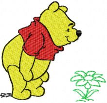Winnie Pooh with flower embroidery design