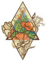 Composition with poppies embroidery design