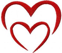 Two red hearts free embroidery design