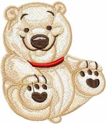 White bear machine embroidery design