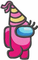 Birthday among us embroidery design