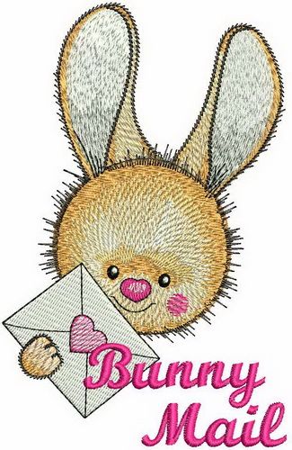 Bunny mail machine embroidery design