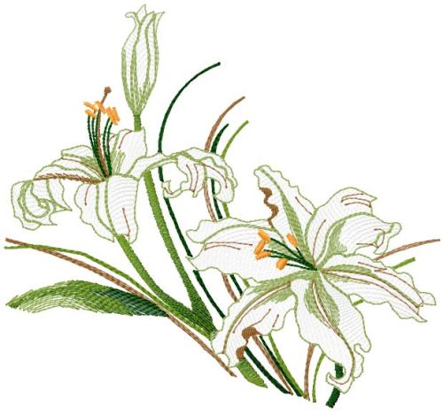 Lily free machine embroidery design