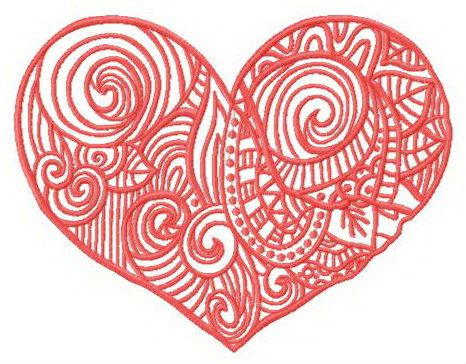 Patchwork heart machine embroidery design