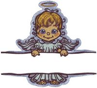 Angel with poster 1 embroidery design