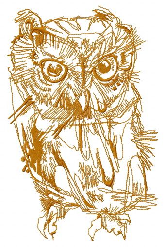 Wild owl one color machine embroidery design