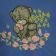 Teddy bear and the sea of flowers design embroidered