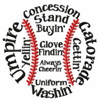 Baseball mom 2 embroidery design