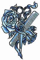 Female hairdresser embroidery design