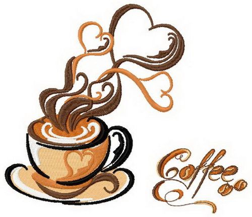 Coffee cup 4 machine embroidery design
