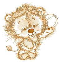 Beach volleyball with lion embroidery design