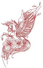 Pegasus with flowers 2 embroidery design