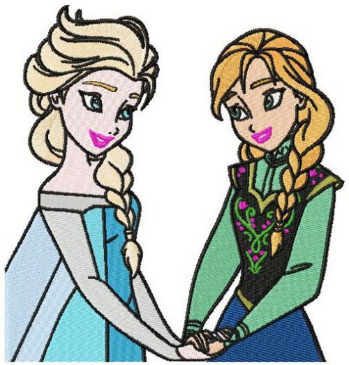 Anna and Elsa machine embroidery design