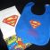Embroidered bib and towel with Superman 