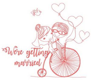 We're getting married bicycle embroidery design