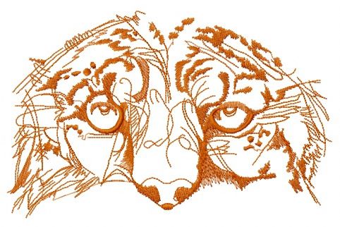 Snow leopard muzzle one color machine embroidery design
