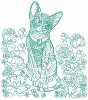 Mosaic cat 7 embroidery design