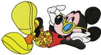 Mickey Mouse relax embroidery design