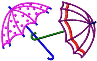 two umbrella machine embroidery design