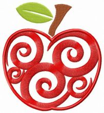 Spiral apple embroidery design
