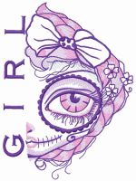 Sad girl embroidery design
