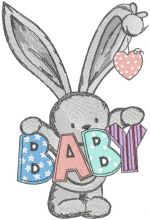 Bunny welcome baby embroidery design