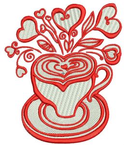 Valentine's cup embroidery design
